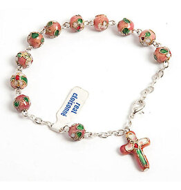 Religious Art Inc Pink Cloisonne Bracelet with Miraculous Medal