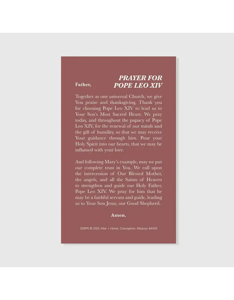 The Printery House Pope Leo XIV - Prayer Card