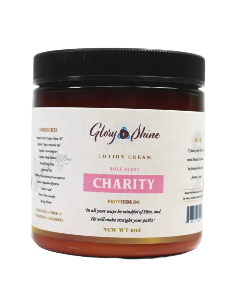 Glory and Shine Glory and Shine-Charity, Rose Scent:  8 oz Lotion Jar