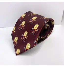 Papal Tiara and Keys Necktie Maroon