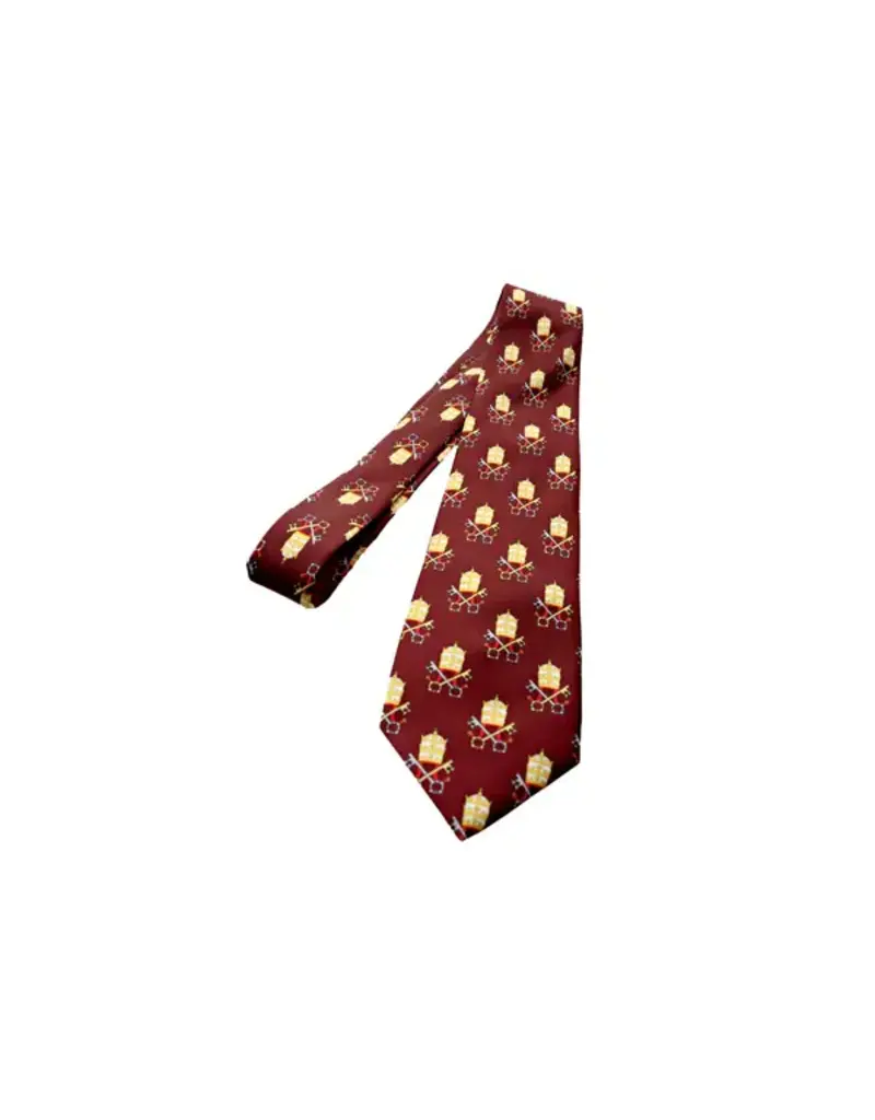 Papal Tiara and Keys Necktie Maroon