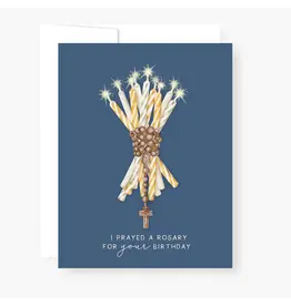 Rosary Card | Birthday Candles | Navy | Birthday