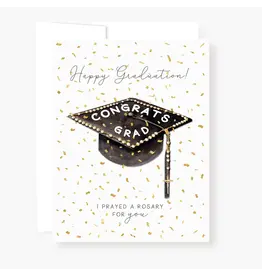 Rosary Card | Graduation | Cap and Confetti