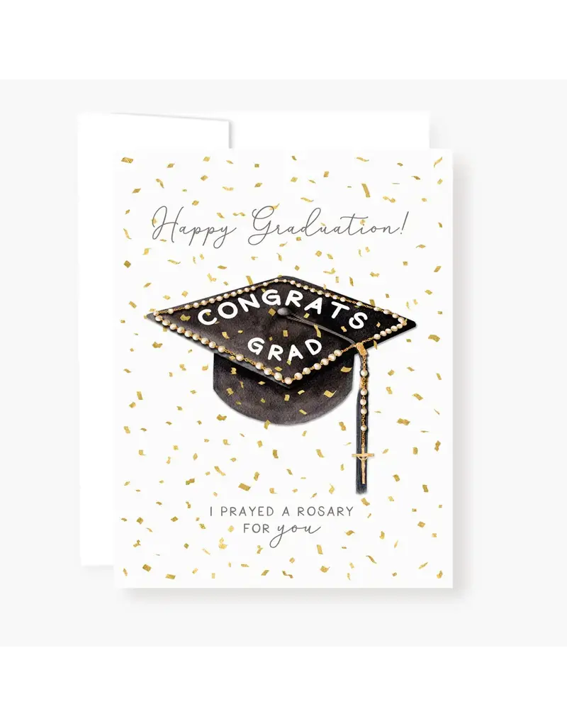 Rosary Card | Graduation | Cap and Confetti