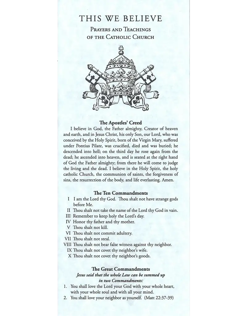 Human Life International This We Believe Pamphlet | Prayers and Teachings of the Catholic Church