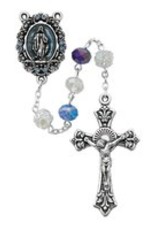 McVan Multi Blue Crystal Rosary with Blue and Enamel Stone Center