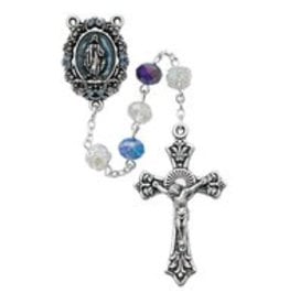 McVan Multi Blue Crystal Rosary with Blue and Enamel Stone Center