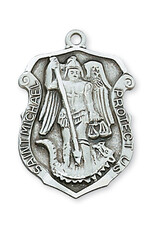McVan Sterling Silver St. Michael Pendant - Sterling Silver St. Michael with 24 in. Rhodium Plated Brass Chain and Deluxe Gift Box