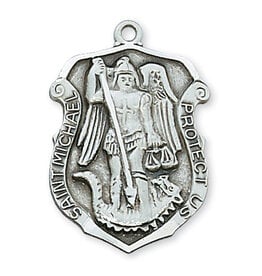 McVan Sterling Silver St. Michael Pendant - Sterling Silver St. Michael with 24 in. Rhodium Plated Brass Chain and Deluxe Gift Box