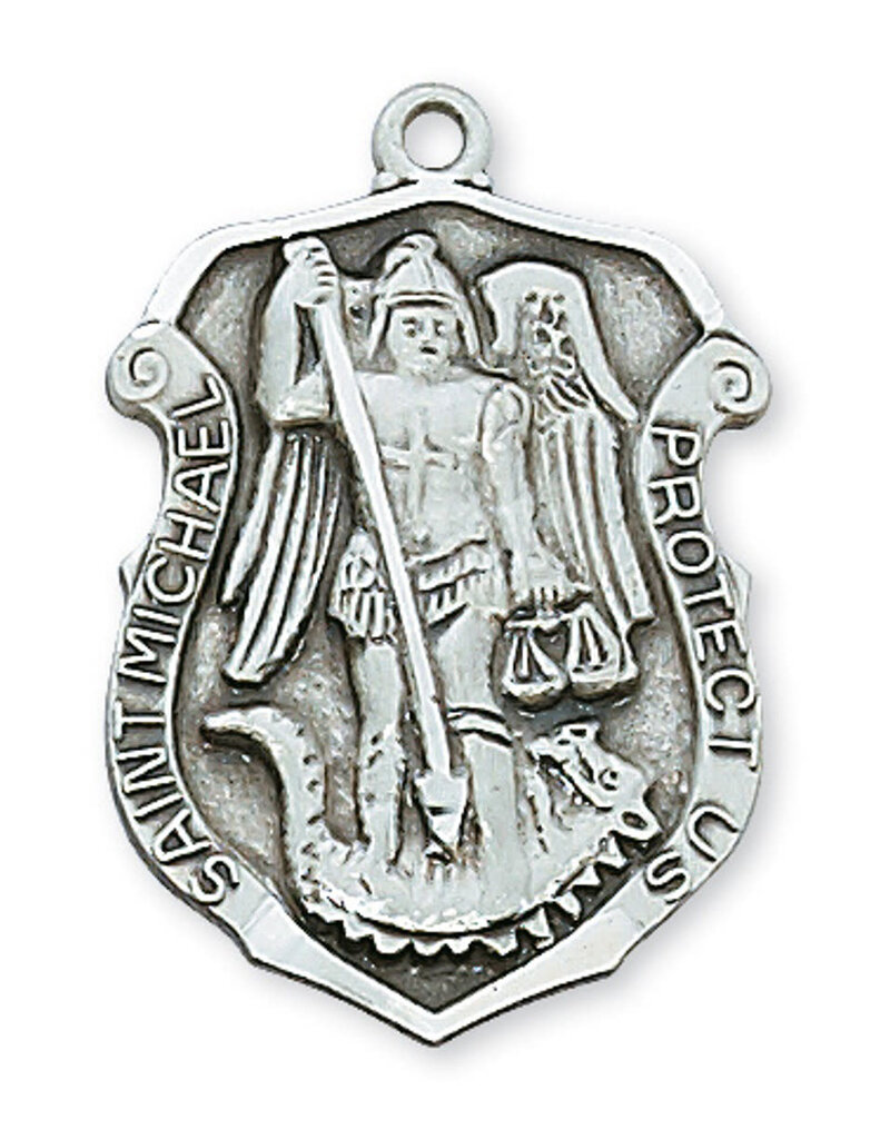 McVan Sterling Silver St. Michael Pendant - Sterling Silver St. Michael with 24 in. Rhodium Plated Brass Chain and Deluxe Gift Box