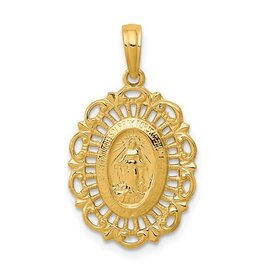 10k Oval Miraculous Medal Pendant
