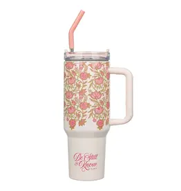 Christian Art Gifts Tumbler W/Straw Ss Pink Be Still Ps. 46:10