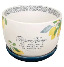 Christian Art Gifts Planter Lemons Rejoice Always 1 Thess. 5:16-18