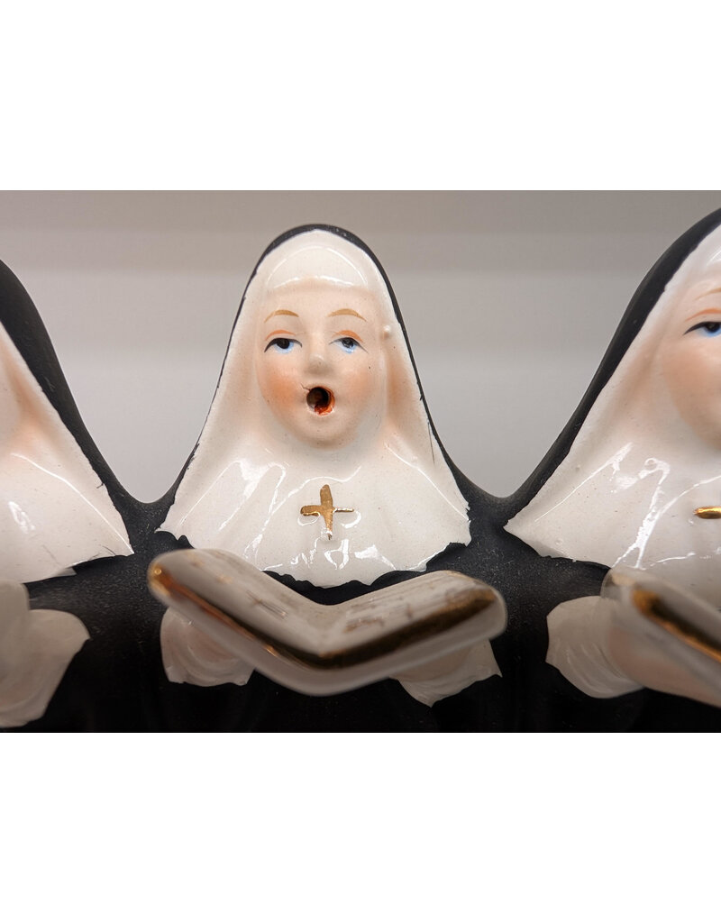 Vintage 3 Nuns Singing Ceramic Religious Figurine , Silent Night