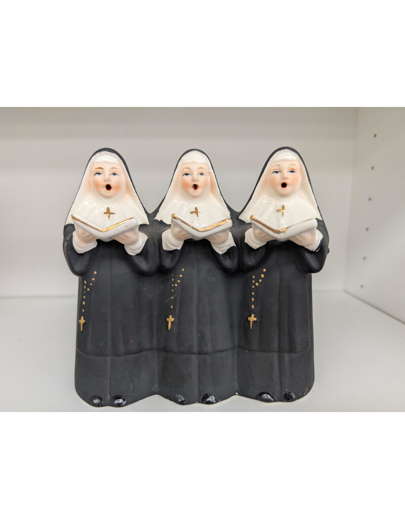 Vintage 3 Nuns Singing Ceramic Religious Figurine , Silent Night