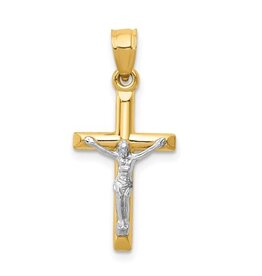 14k Two Tone Hollow Crucifix Charm