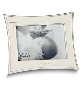 Roman, Inc Silver-tone Ivory Enameled Baptism Frame (4 x 6)