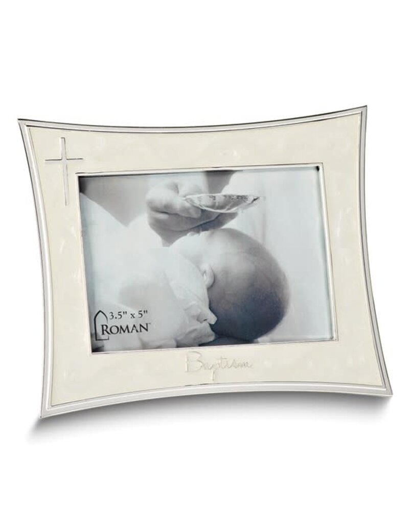 Roman, Inc Silver-tone Ivory Enameled Baptism Frame (4 x 6)