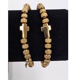 Stainless Steel Beaded Cross Charm Macrame Bracelet