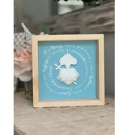 Be Still Prayer Space Immaculate Heart Shadowbox Wall Art | 8x8" Natural Wood