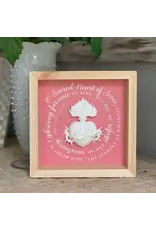 Be Still Prayer Space Sacred Heart Shadowbox Wall Art | 8x8" Natural Wood
