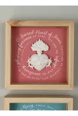 Be Still Prayer Space Sacred Heart Shadowbox Wall Art | 8x8" Natural Wood