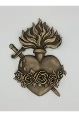 Be Still Prayer Space 3D Printed Brushed Bronze Immaculate Heart 6.5" x 5" | Sacred Heart Set Wall Art