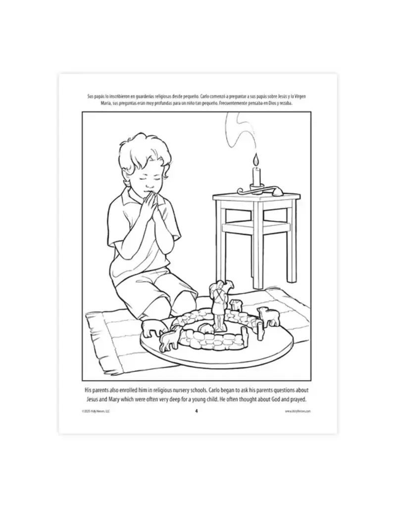 Holy Heroes Saint Carlo Acutis bi-lingual Coloring Book
