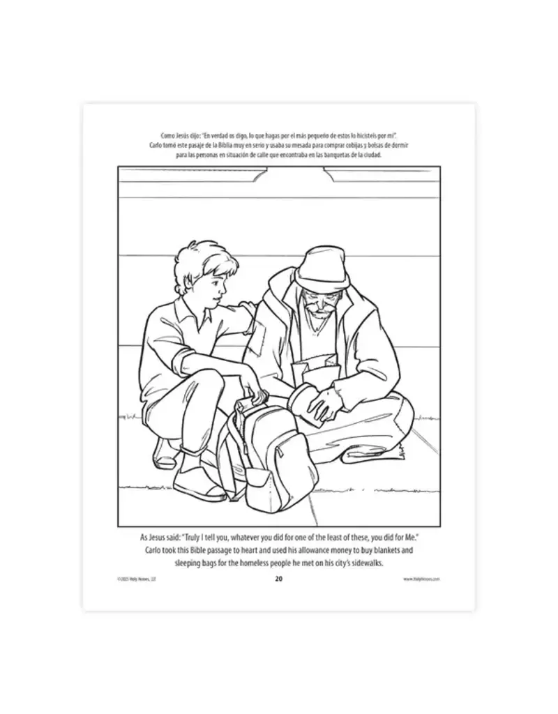 Holy Heroes Saint Carlo Acutis bi-lingual Coloring Book