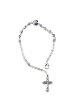 Lumen Mundi Silver-tone bracelet with Blue Enamel Heart and Lobster Claw Clasp