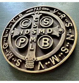Be Still Prayer Space 3D Printed St. Benedict Medal Wall Plaque 8" | "Wood"