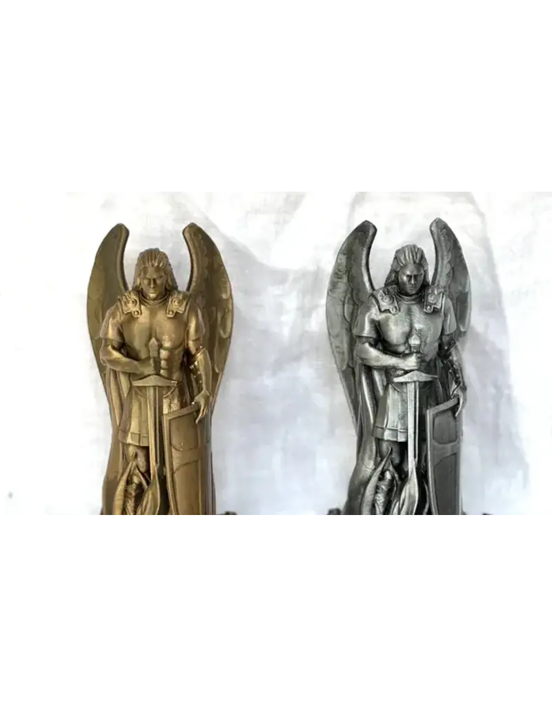 Be Still Prayer Space 3D Printed 4" St. Michael and Shield Statue | Gold