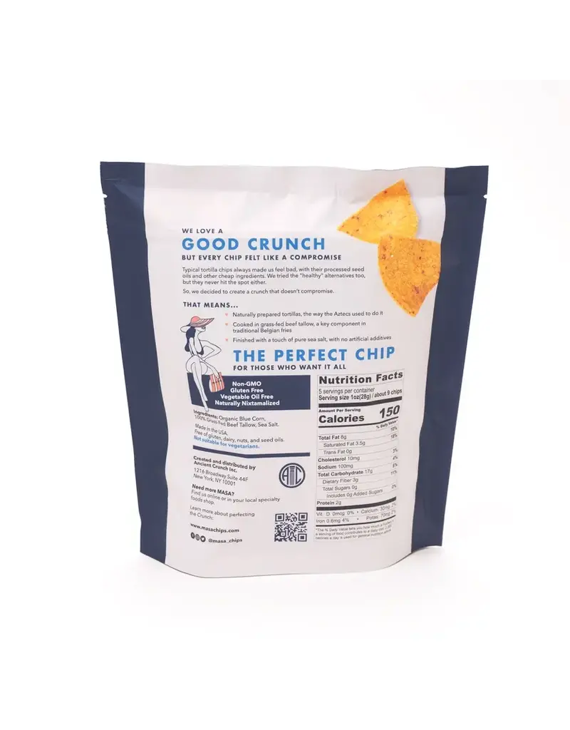Masa Tortilla Chips - Blue, 5oz Bag