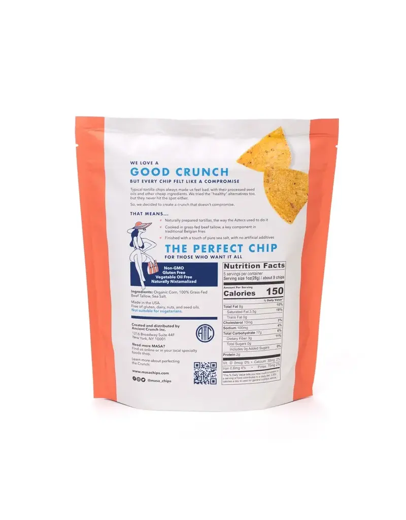 Ancient Crunch Masa Tortilla Chips - Original, 5oz Bag