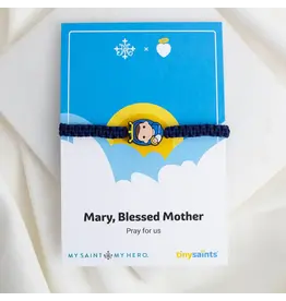 My Saint My Hero Tiny Saints Mary, Blessed Mother Bracelet - Adult / Black