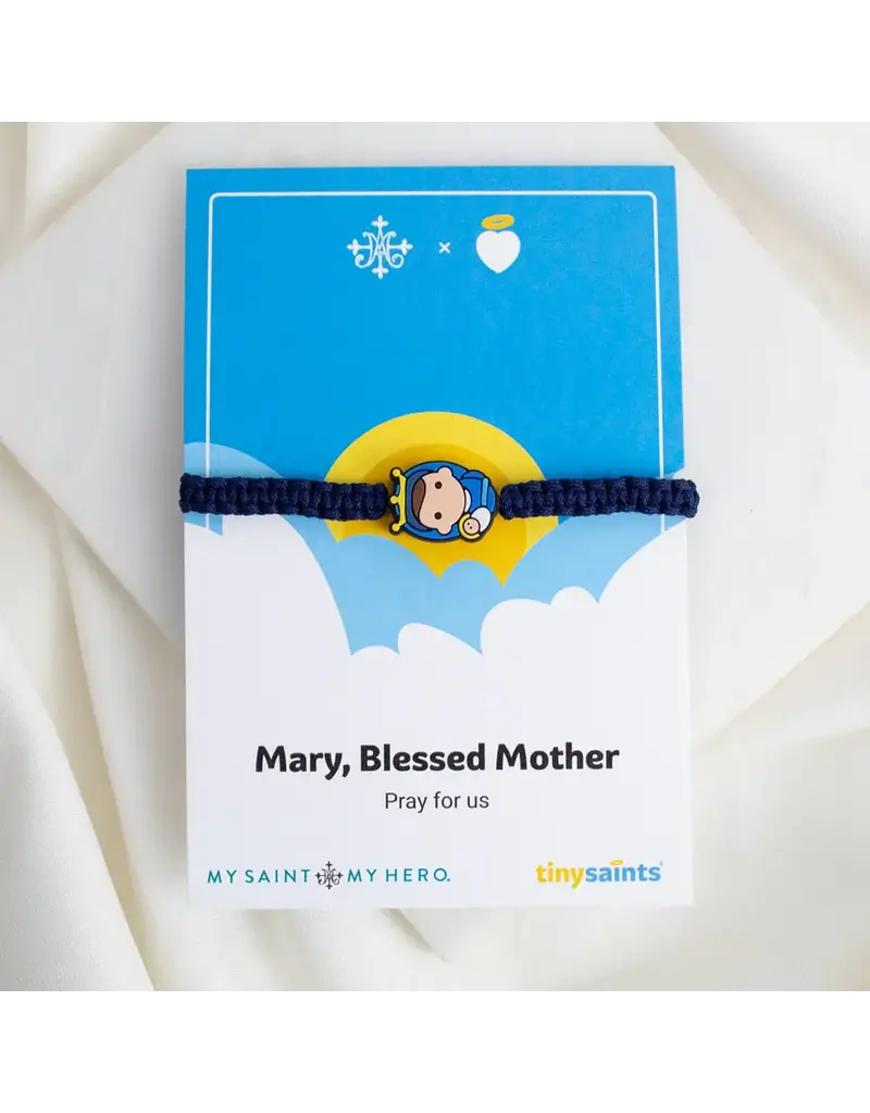 My Saint My Hero Tiny Saints Mary, Blessed Mother Bracelet - Adult / Black