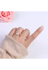 Aim Eternal Dainty Minimalist Colorful Holy Mary Gold Adjustable Ring | Pink