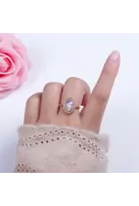 Oval Purple Cz Stone Mother Mary Religious Adjustable Ring