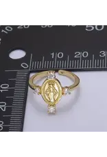 Aim Eternal 24K Gold Filled Oval Virgin Mary Ring, Crystal Zirconia Cz A