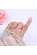 Aim Eternal 24K Gold Filled Oval Virgin Mary Ring, Crystal Zirconia Cz A