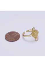 Aim Eternal 24K Gold Filled Oval Virgin Mary Ring, Crystal Zirconia Cz A