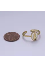 Aim Eternal Gold Filled Oval Virgin Mother Mary Shell Opal Ring in Gold | Gold & White