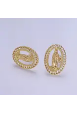 Aim Eternal 18K Gold Filled Lady Guadalupe Stud Earring with Clear Cubic Zirconia