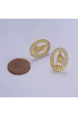 Aim Eternal 18K Gold Filled Lady Guadalupe Stud Earring with Rainbow Cubic Zirconia