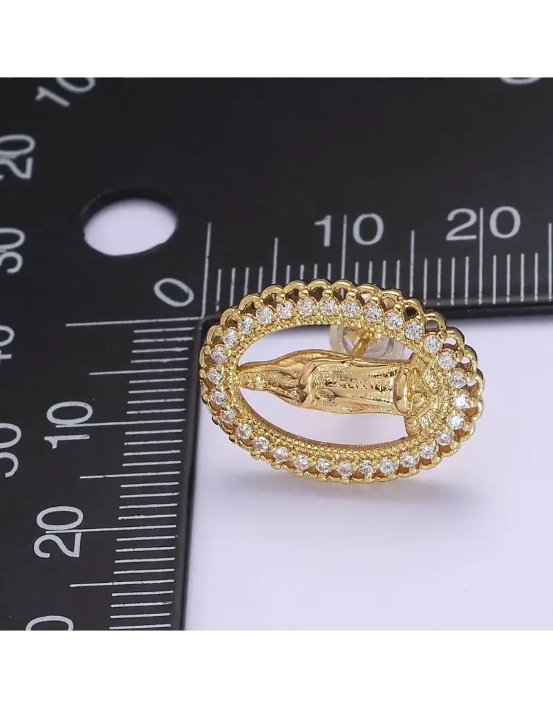 Aim Eternal 18K Gold Filled Lady Guadalupe Stud Earring with Rainbow Cubic Zirconia
