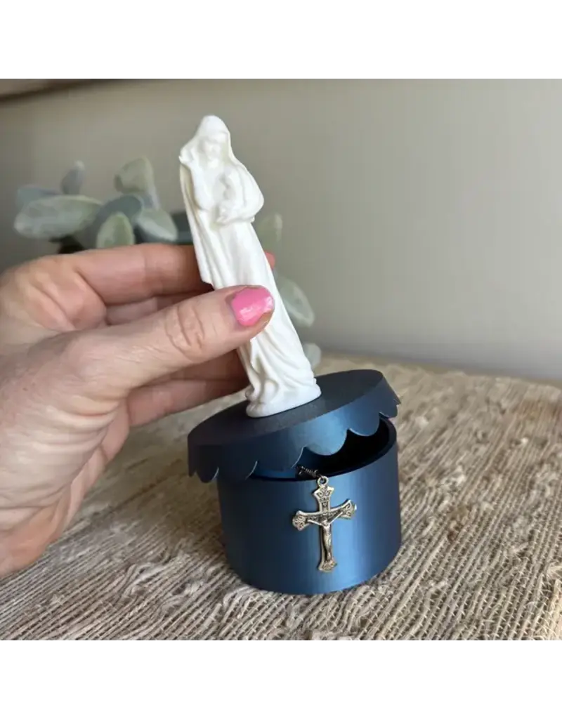 Be Still Prayer Space 3D Printed Miraculous Medal Madonna Keepsake Box | Dark Blue