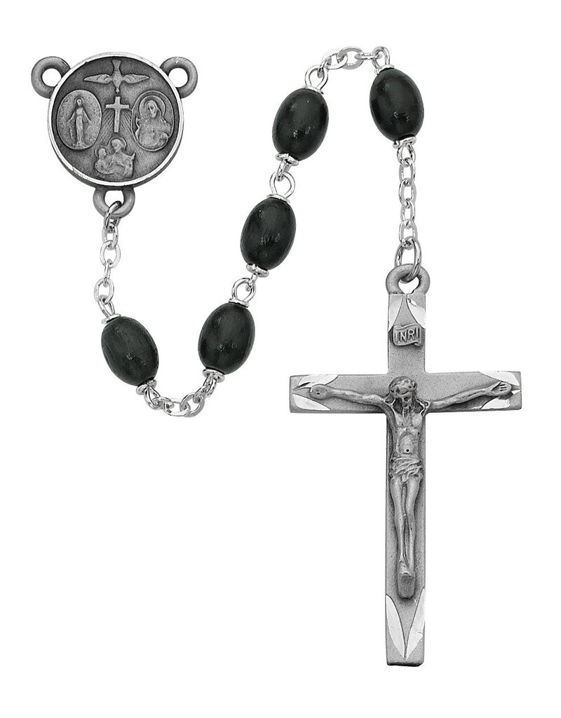 McVan 6x8mm Black Wood Oval Rosary