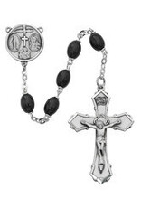 McVan 6x8mm Oval Brown Wood Rosary with Deluxe Crucifix and Center