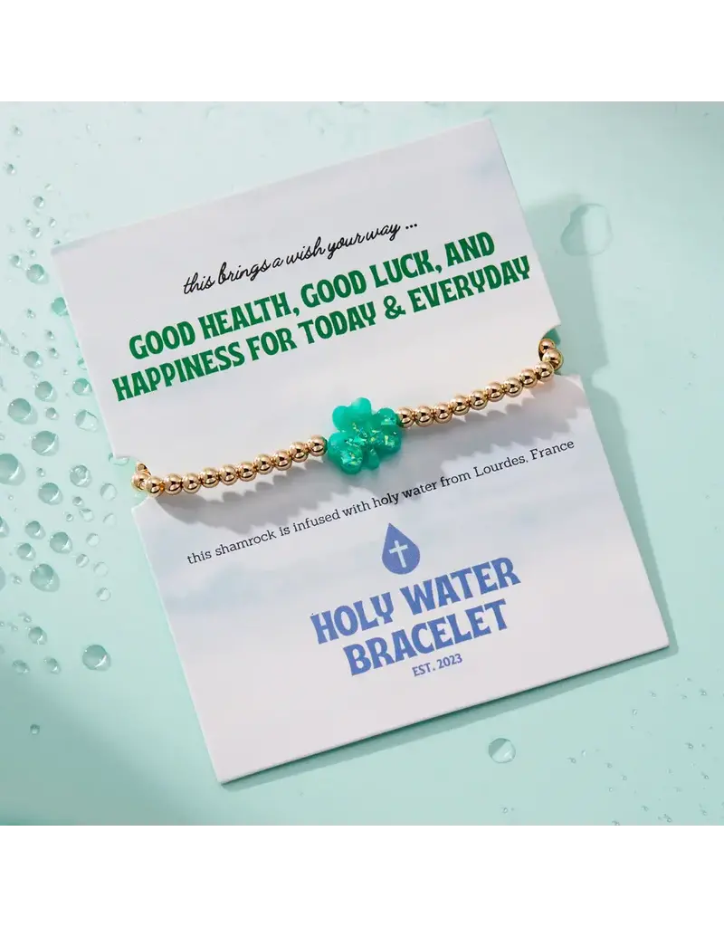 Holy Water Lucky Shamrock Bracelet| Yellow gold