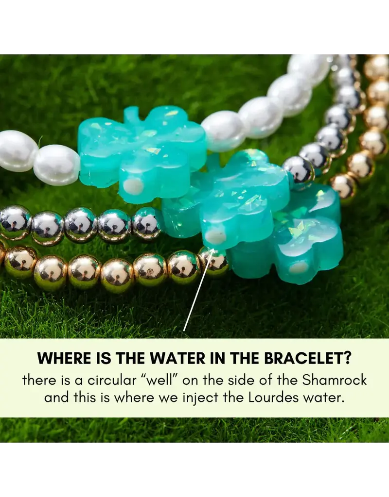 Holy Water Lucky Shamrock Bracelet| Yellow gold